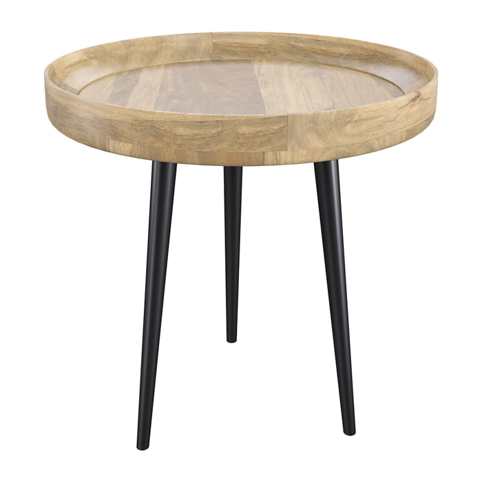 Table d'appoint ronde en bois de manguier clair D40 cm - Palak