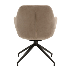 Set di 2 poltroncine girevoli STONESTOWN in tessuto beige e gambe in metallo nero, con braccioli