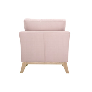 Fauteuil scandinave déhoussable en tissu rose et bois clair OSLO