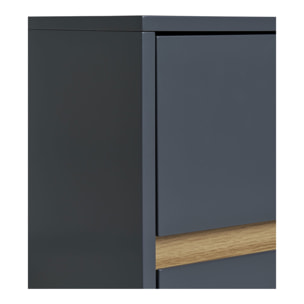 Tavolino Bisley con 2 cassetti in legno grigio scuro 40×35×55 cm