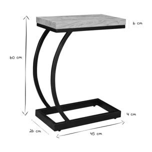 Table d'appoint design rectangulaire en bois massif et métal noir BREAK