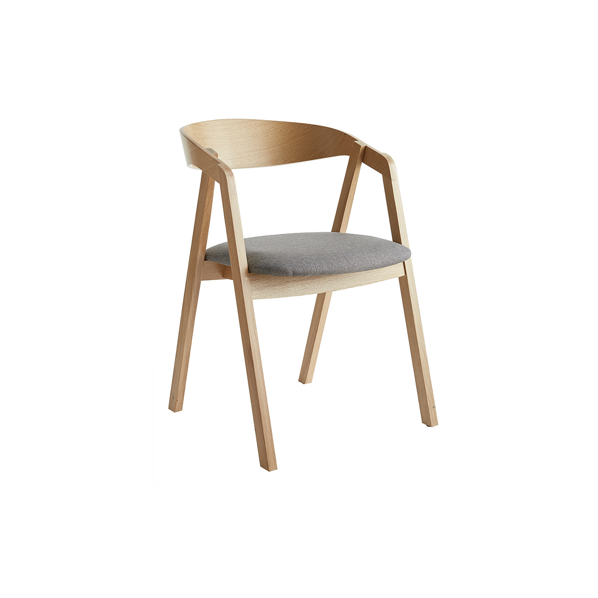 Chaises scandinaves empilables en bois clair chêne et tissu gris (lot de 2) LOVA