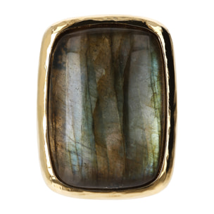 Anello Chevalier con Pietra Naturale Labradorite Rettangolare