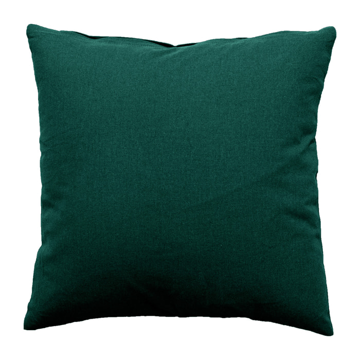 Coussin déhoussable uni en coton - Vert foncé