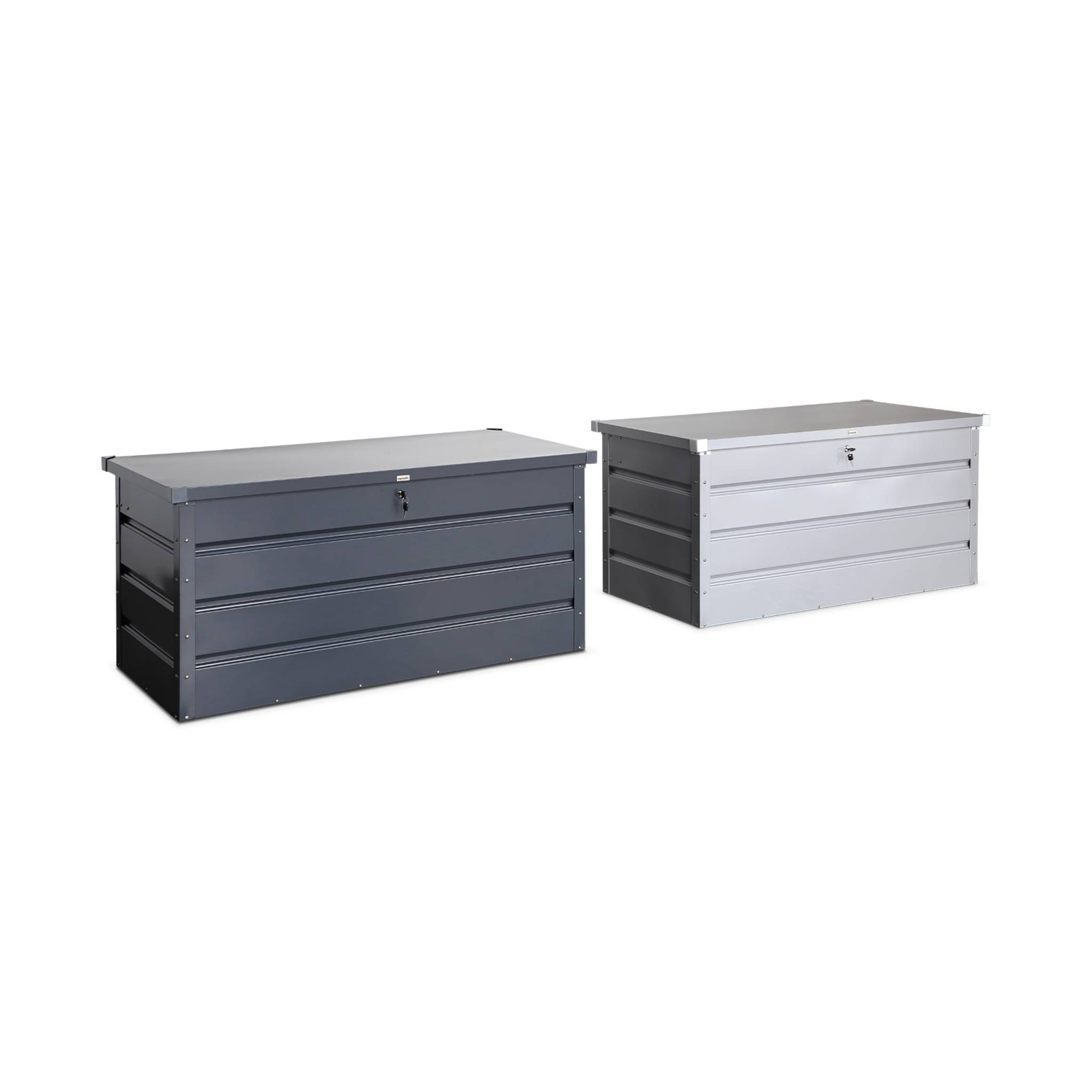 Coffre de jardin en métal - DETROIT- 385L gris aluminium