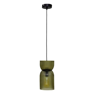 Suspension verre "Ancel" vert D14cm
