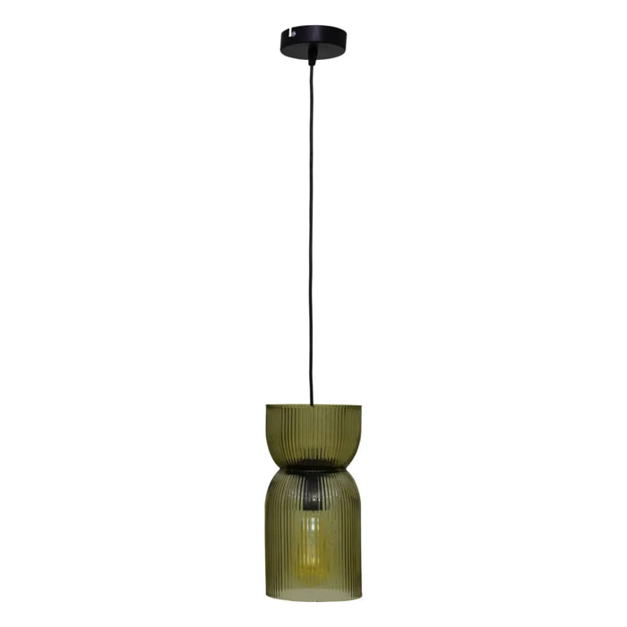 Suspension verre "Ancel" vert D14cm