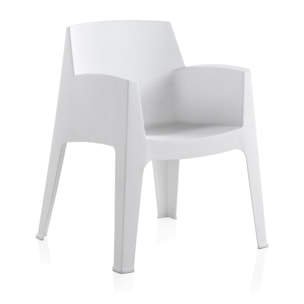 Set de muebles de exterior dos plazas, dos sillones y una mesa color blanco