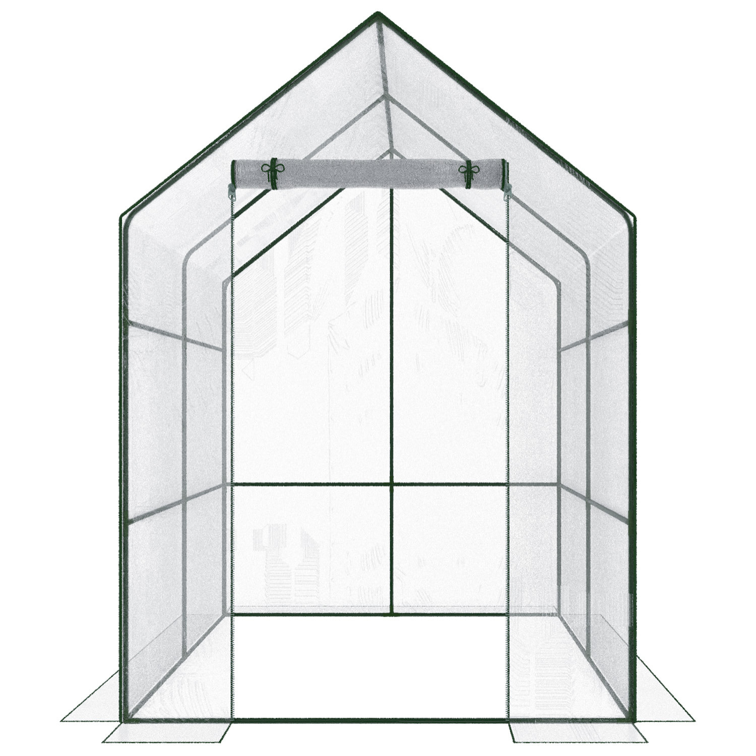 Serra Per Orto Giardino Terrazzo Balcone Senza Ripiani Struttura Metallo Verniciato Telo Trasparente In PVC Con Porta Avvolgibile 140x140x195 Cm