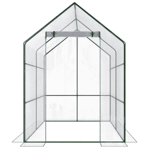 Serra Per Orto Giardino Terrazzo Balcone Senza Ripiani Struttura Metallo Verniciato Telo Trasparente In PVC Con Porta Avvolgibile 140x140x195 Cm