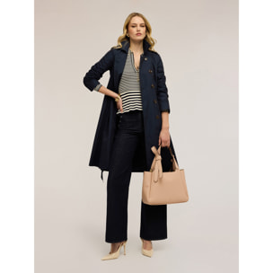 Motivi - Trench in drill misto cotone con doppia cintura - Blu