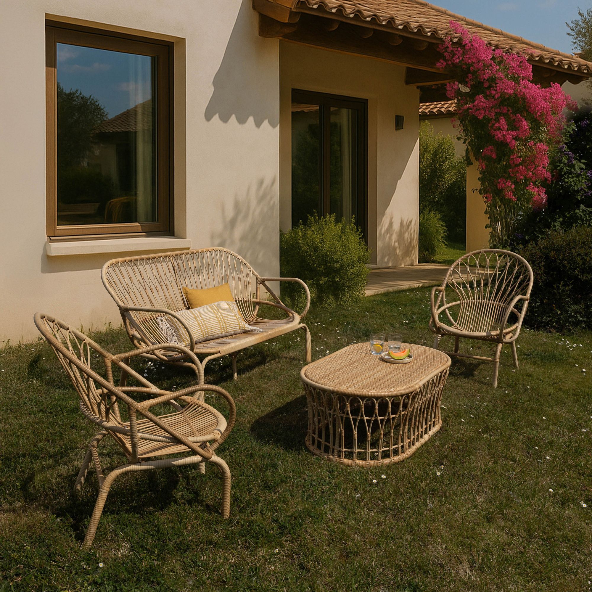 Salon de jardin en rotin tressé et métal  CAYMAN
