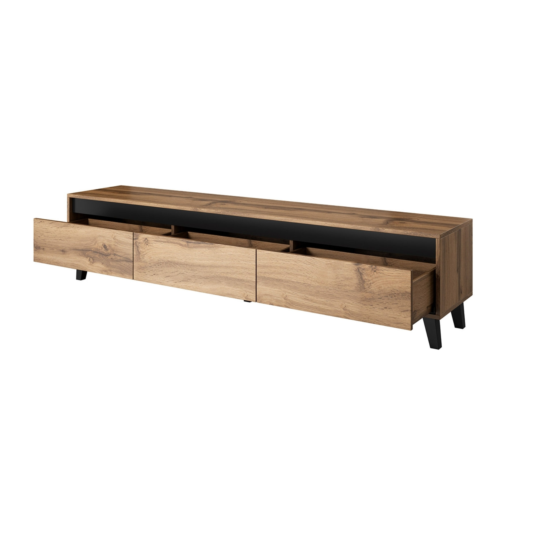 Lord - meuble TV - bois et noir - 185 cm - style industriel - Bois