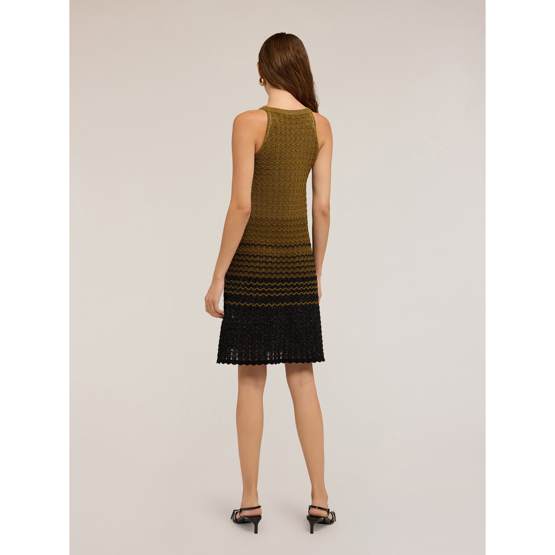 Motivi - Vestido corto de punto trabajado - Verde militare