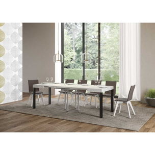 Table Everyday Extensible Dessus Frêne Blanc 90x90 Allongée 246 cadre Anthracite