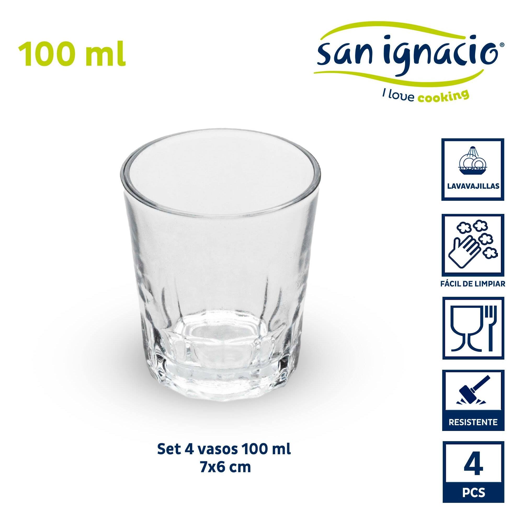 Set 4 vasos vidrio cortado 100ml colección vivalto