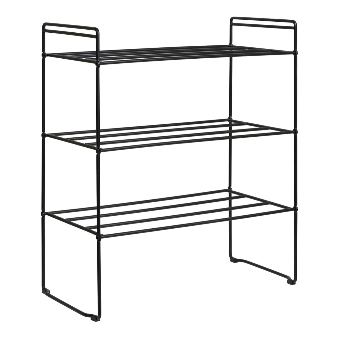 Scarpiera Swansea a 3 ripiani in acciaio nero 49,5×25×60 cm