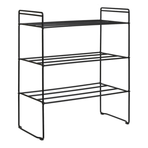Scarpiera Swansea a 3 ripiani in acciaio nero 49,5×25×60 cm