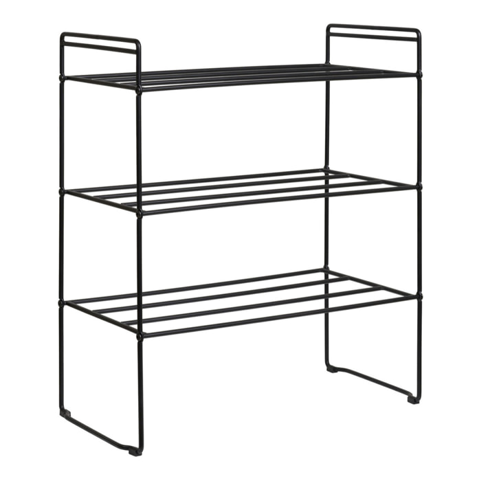 Scarpiera Swansea a 3 ripiani in acciaio nero 49,5×25×60 cm