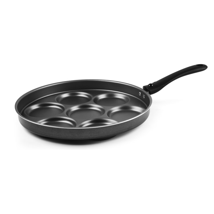 Padella 28 cm con 7 scomparti Excelsa – Disco Cook, Alluminio Nero
