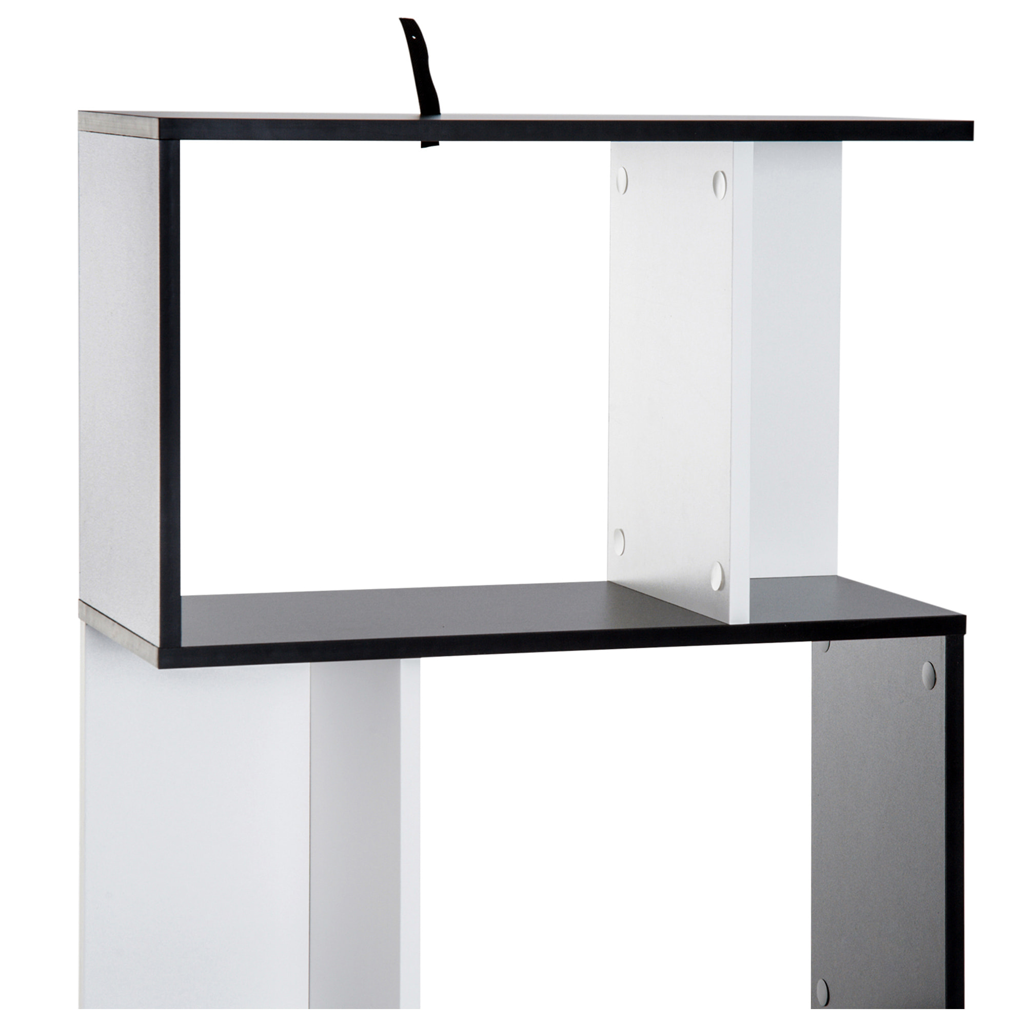 Bibliothèque étagère meuble de rangement design contemporain en S 4 étagères 60L x 24l x 148H cm noir blanc