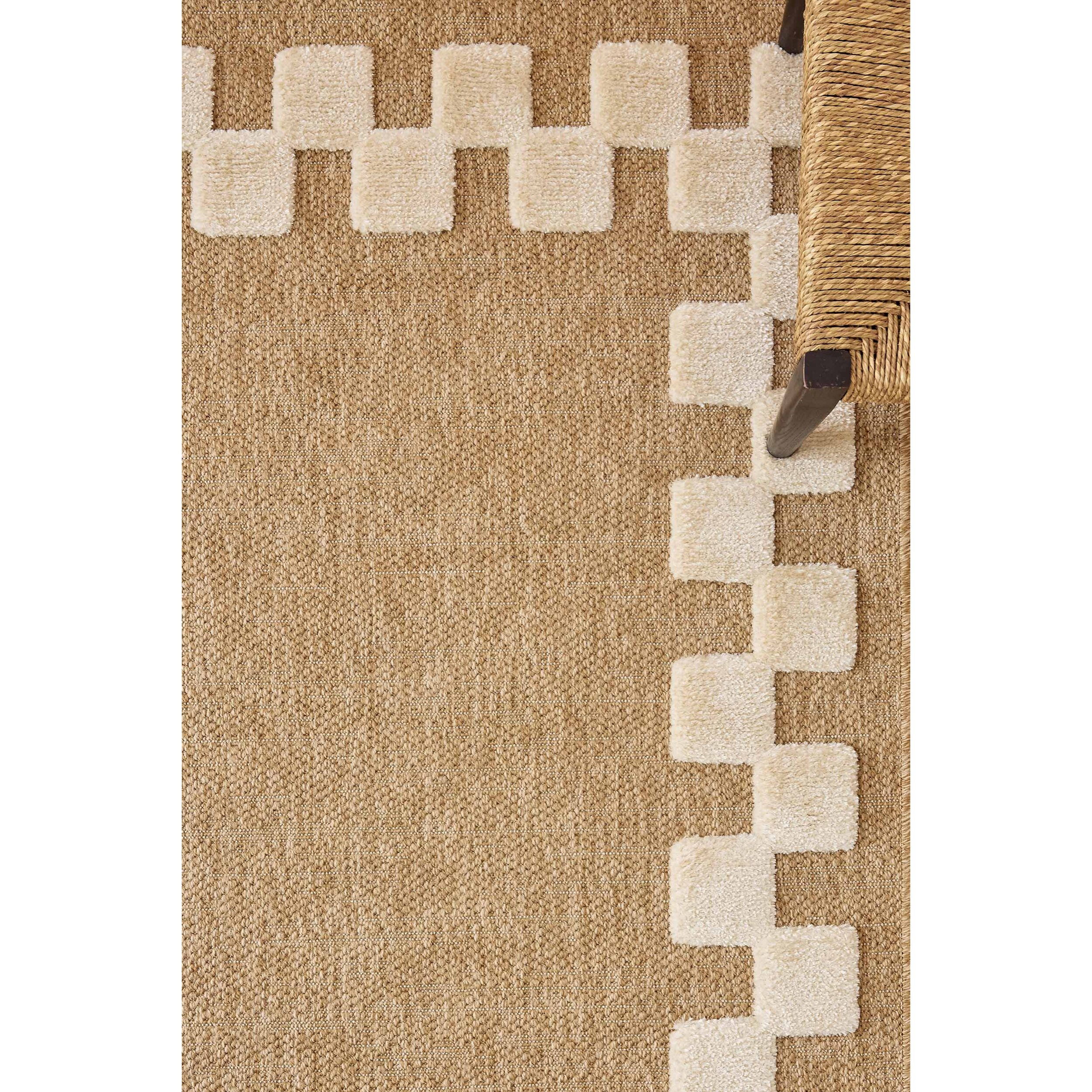 PALMA - Tapis aspect jute à motif carré en relief - Blanc