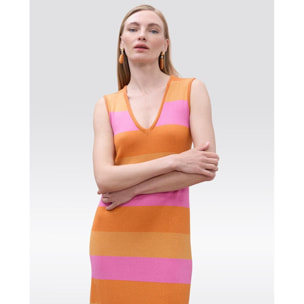 Abito in maglia a righe bicolore con lurex