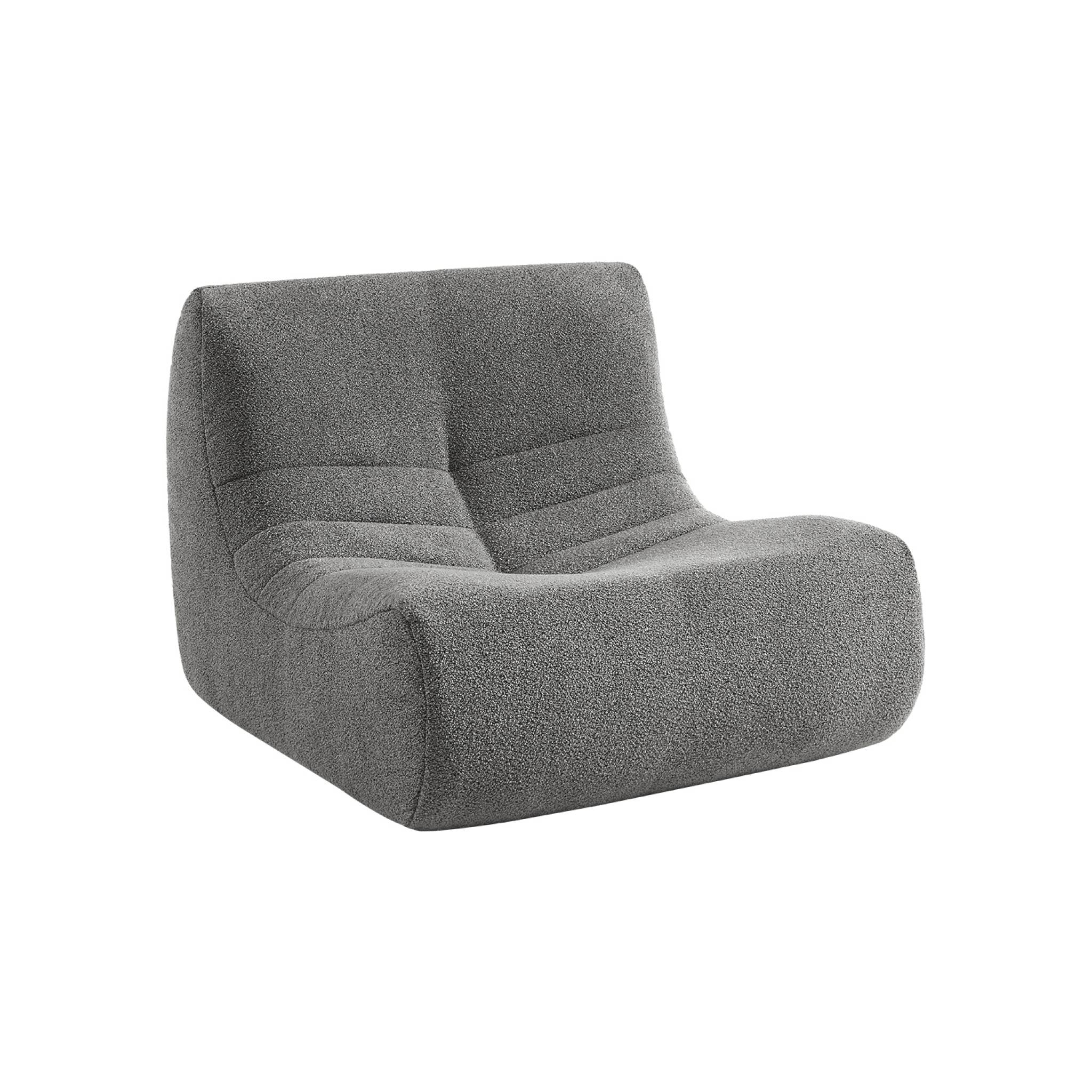 Lot de 3 fauteuils chauffeuses en bouclette texturée gris style contemporain 1 place