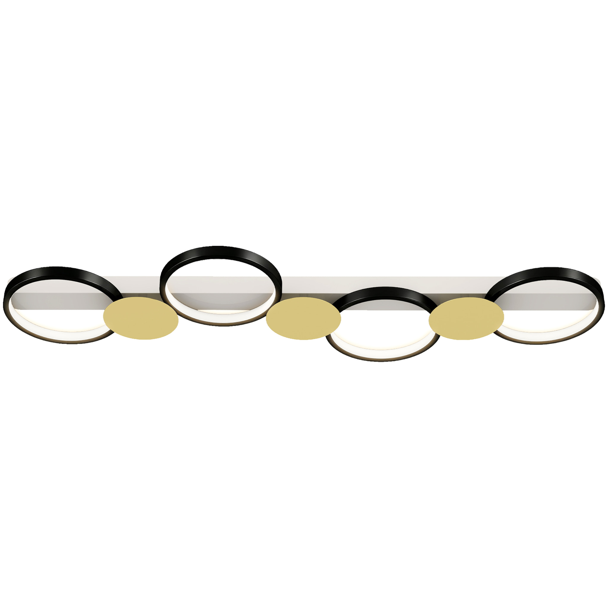 Lámpara de Techo Regulable con 4 Focos, Plafón LED de Techo con Mando a Distancia, Modos de Escena, 1500 lm, 38 W, 3000 K-6500 K, para Salón, Dormitorio, Oficina, Negro y Dorado