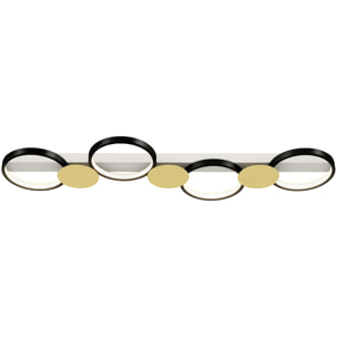 Lámpara de Techo Regulable con 4 Focos, Plafón LED de Techo con Mando a Distancia, Modos de Escena, 1500 lm, 38 W, 3000 K-6500 K, para Salón, Dormitorio, Oficina, Negro y Dorado