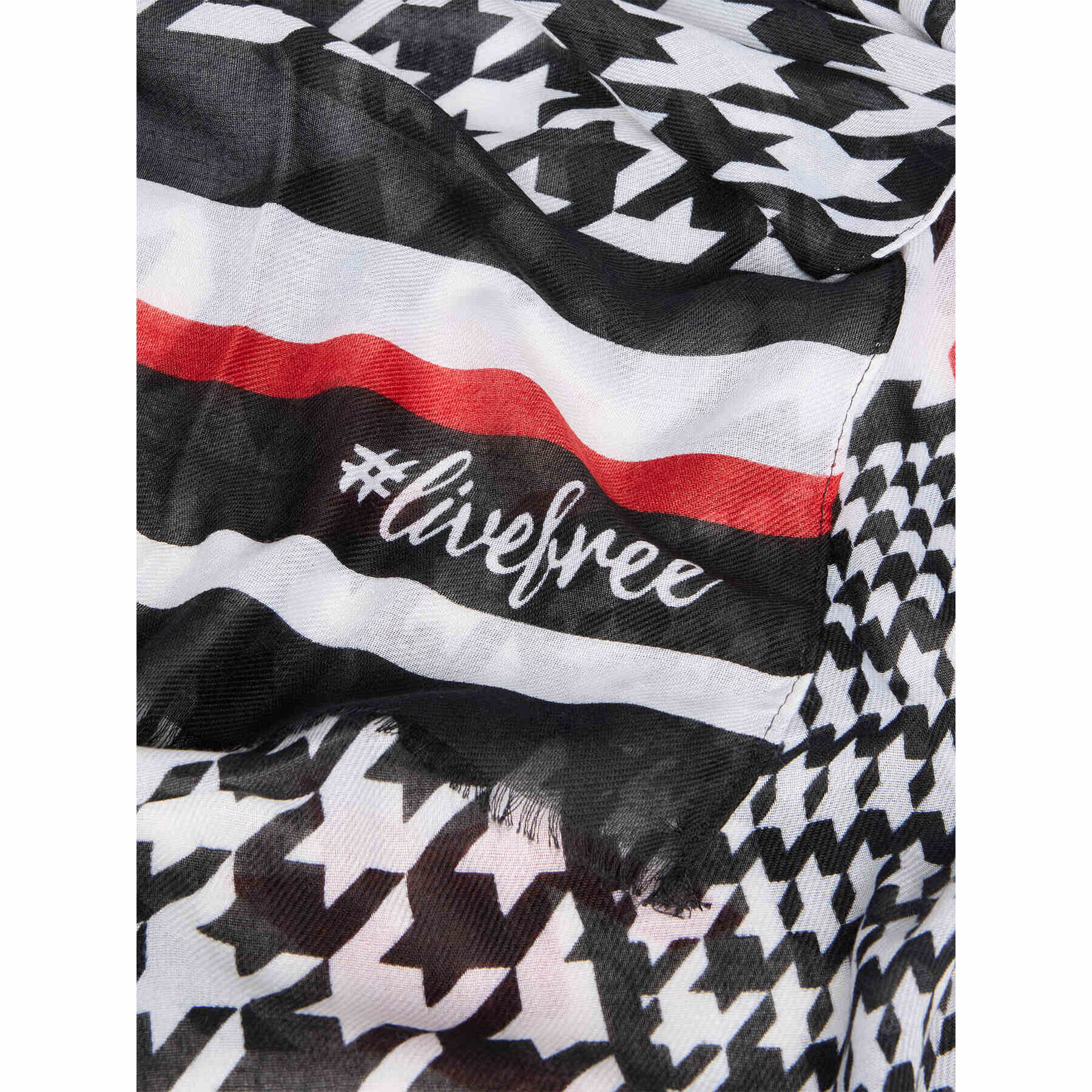 Fiorella Rubino - Foulard largo con estampado de pata de gallo - Negro