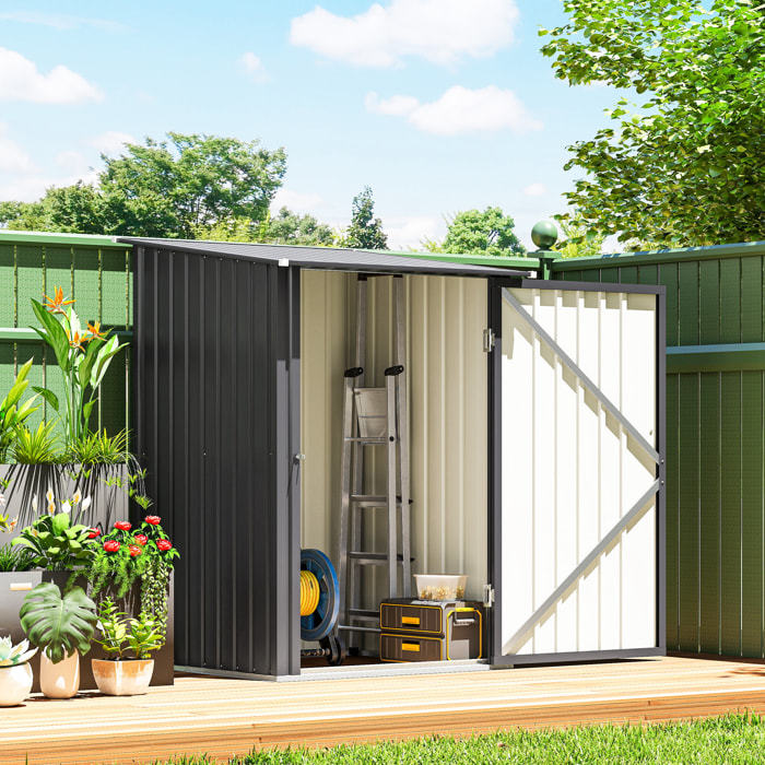 Abri de jardin - cabanon porte verrouillable - dim. 1L x 1,04l x 1,6H m - tôle d'acier ondulée anthracite