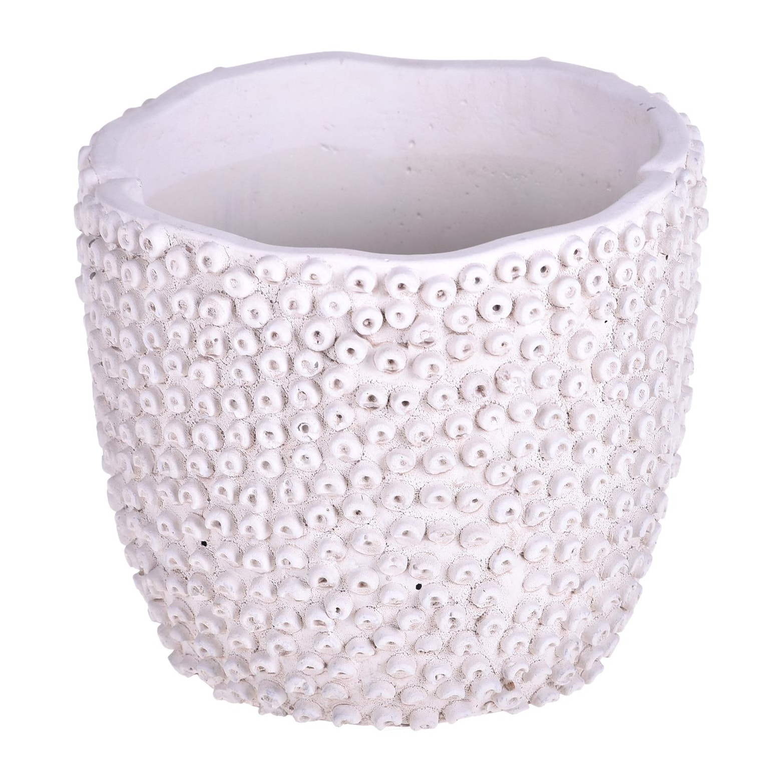 Vaso Cachepot In Cemento A Pois. Larghezza 13,5 Cm - Pezzi 4 - 13,5X11X13,5cm - Colore: Incolore  - Bianchi Dino - Ceramica