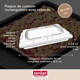 Set pâtisserie avec plaque de cuisson 42 x 29 cm avec couvercle, 2 bols à mixer, verre mesureur et spatule Zenker
