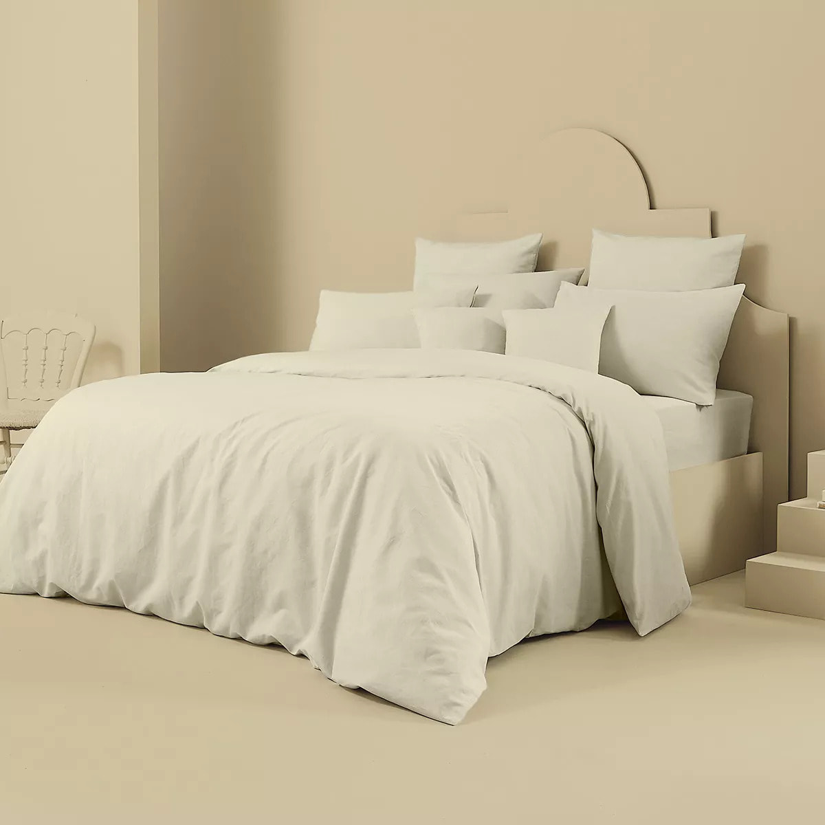 Housse de couette lin & coton 160 g/m² uni beige Le metis francais chanvre
