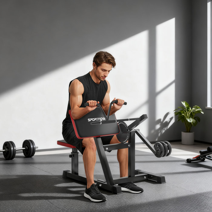 Máquina de Bíceps y Tríceps 2 en 1, Banco de Curl de Predicador con Asiento y Apoyo de Codo Ajustables, Máquina de Curl de Bíceps y Extensión de Tríceps para Entrenamiento en Gimnasio, Casa