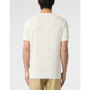 PHILIPP PLEIN Round Neck T-Shirt Openwork Monogram