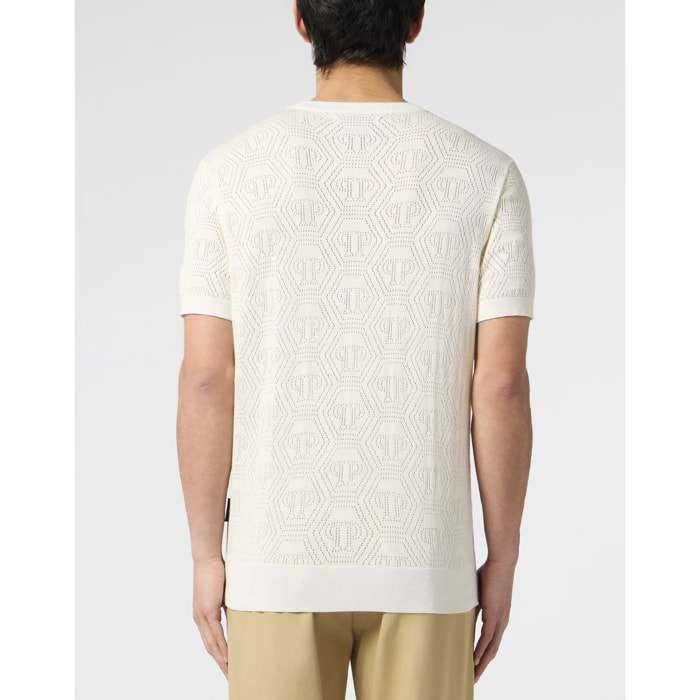 PHILIPP PLEIN Round Neck T-Shirt Openwork Monogram