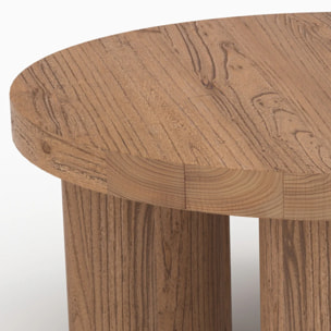 Table basse ronde en bois d'orme D80 cm - Paula