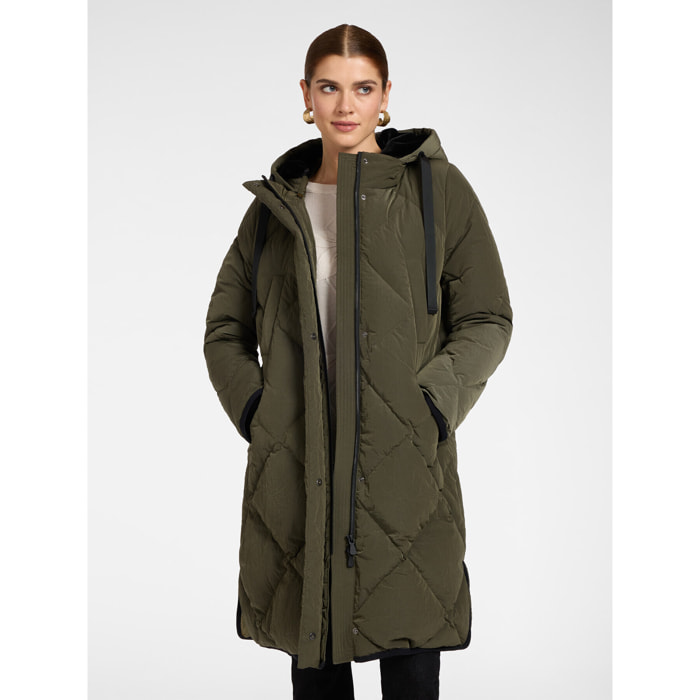 Elena Mirò - Piumino lungo in nylon trapuntato - Verde militare