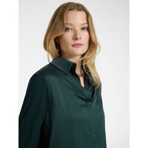 Elena Mirò - T-shirt polo in due tessuti - Verde