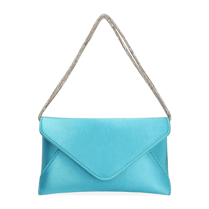 Borsa a tracolla celeste in raso