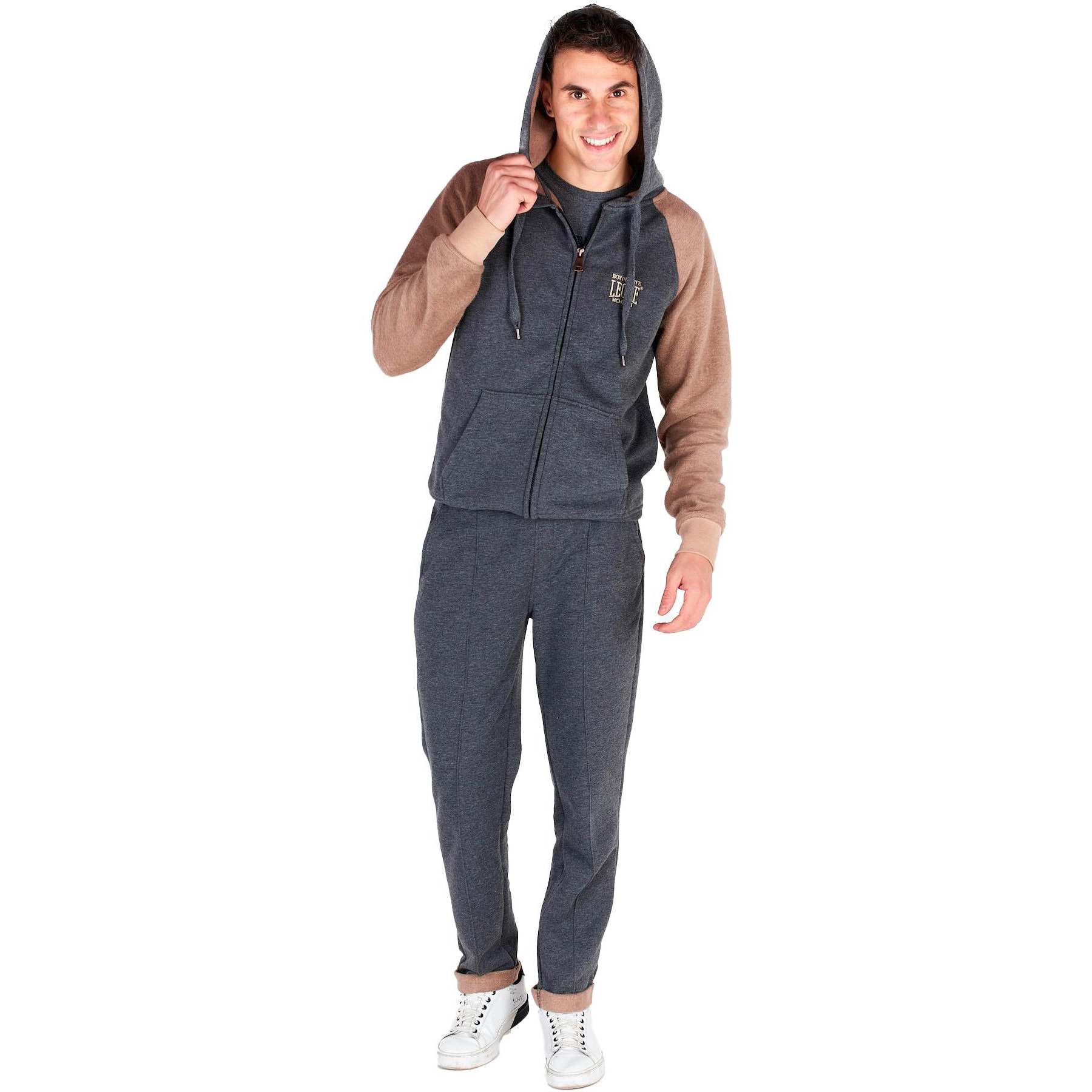 Tuta da uomo con cappuccio e zip Neutrals