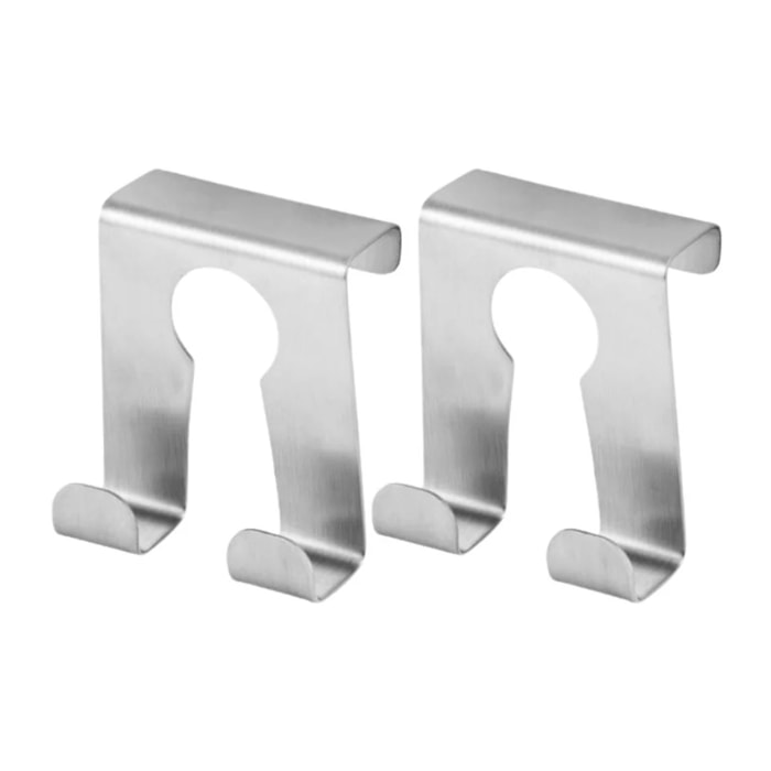 Crochet de porte inox Lot de 2, dimensions 5,5 x 4,8 x 2 cm idéal pour un rangement pratique et élégant Fackelmann Tecno