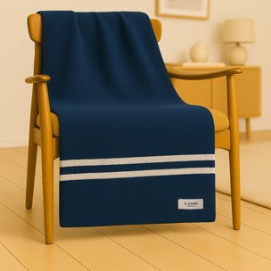 Manta de punto 140x190cm 340gr hilo teñido color azul marino el ganso