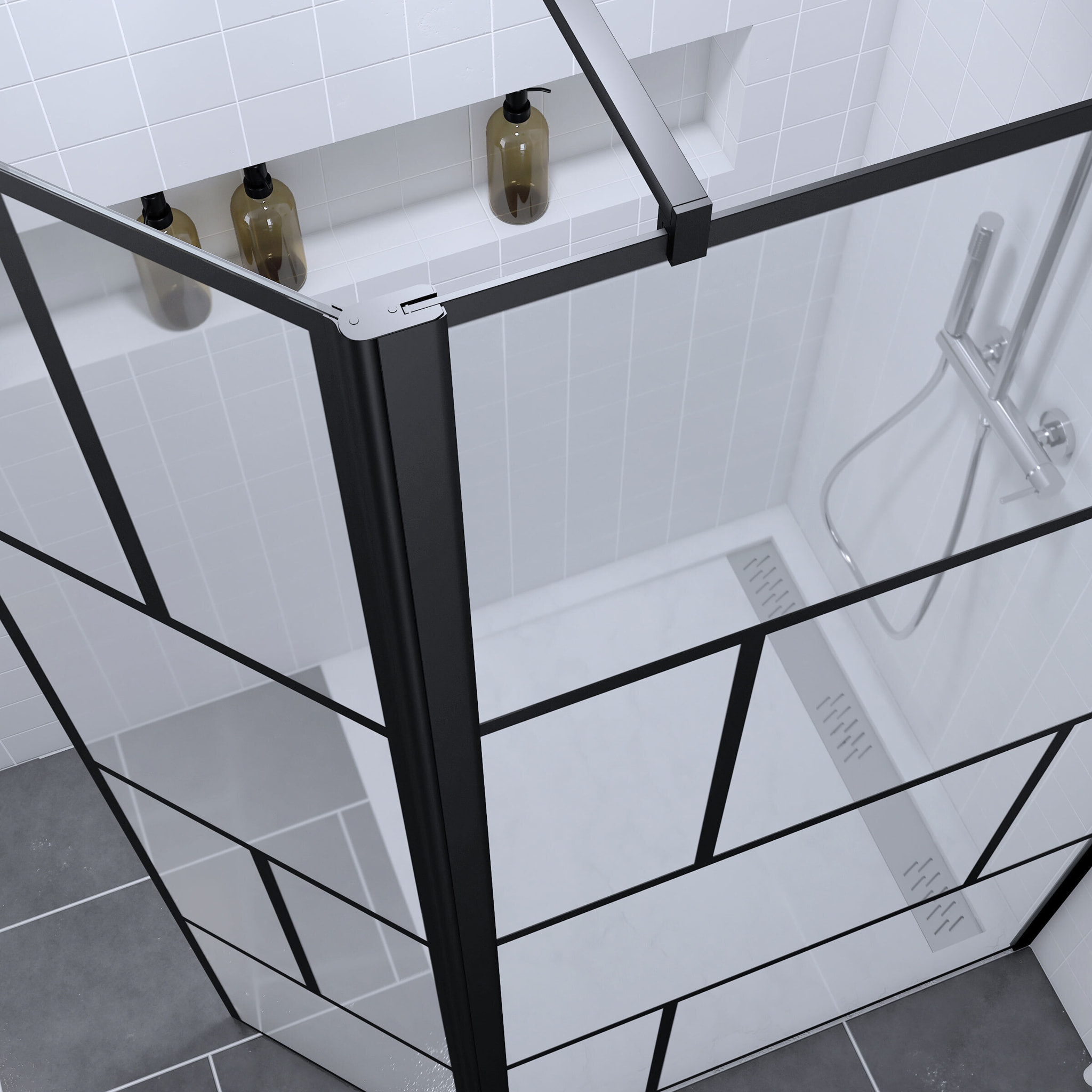 Pack Paroi de douche 90+40x195cm + Receveur blanc lineaire 90x90cm - BLOCKS 90