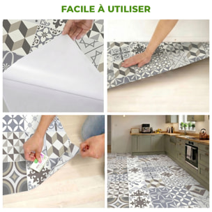 Sticker Sol avec laminat de Protection en Plastique Anti-dérapant | Stickers adhésif Sol - CARREAUX DE CIMENT SOL TOLOMEO - 1 sticker