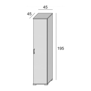 Armadio multiuso Aquilegia, Mobile lineare a 1 Anta battenti e 4 ripiani regolabili, Mobile a colonna per bagno, 100% Made in Italy, Cm 45x45h195, Bianco