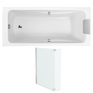 Baignoire droite Odéon up + pare bain 2 volets chromé