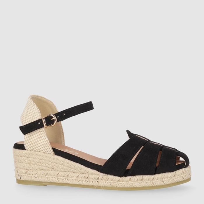 Sandalias de Tejido - Negro - Tacón: 5 cm